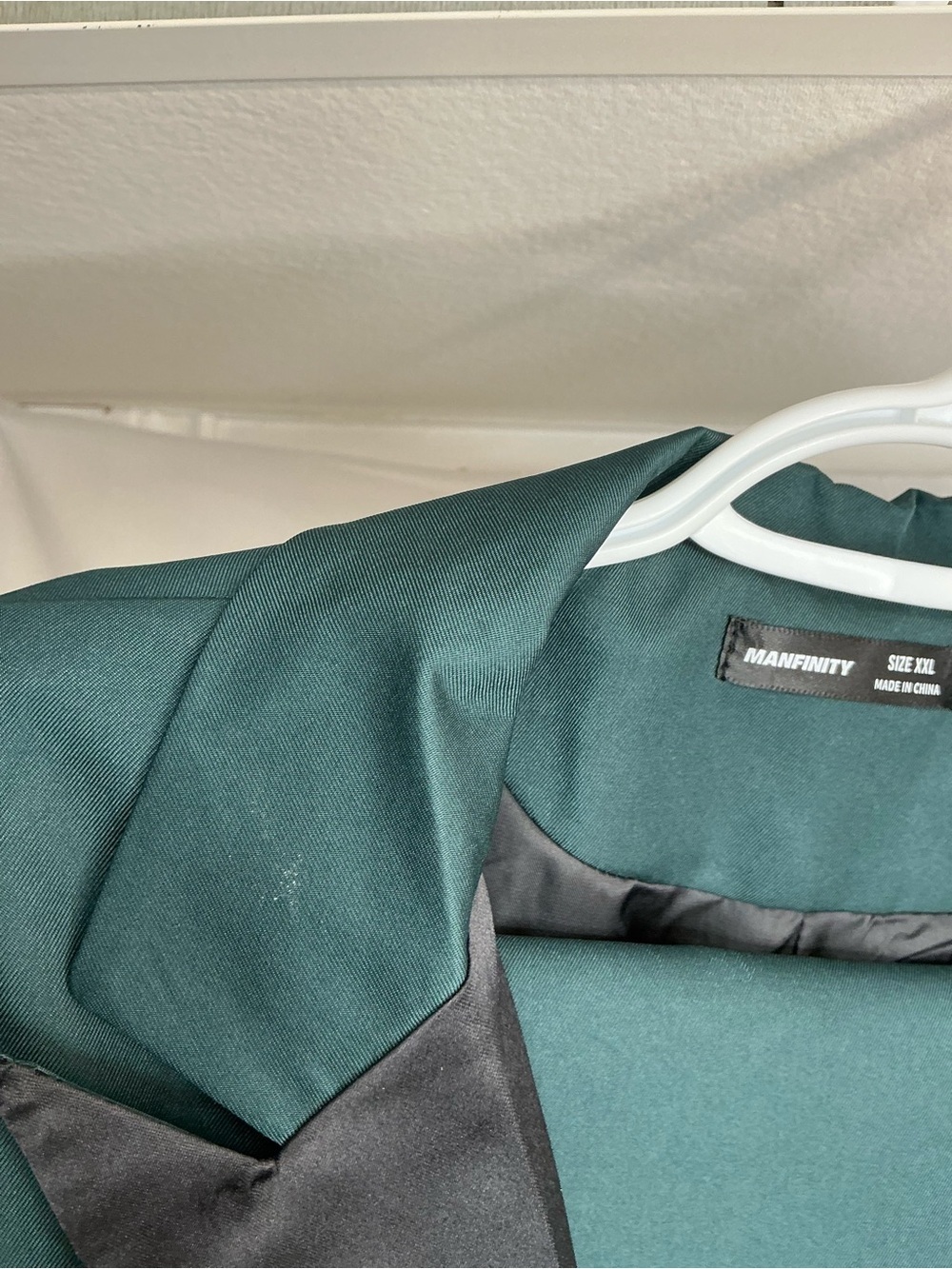 NFINITY Emerald Green Tuxedo Blazer with Black Satin Trim - Picture 3 of 9